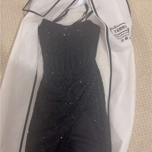 Terry Costa Black Beaded Prom Dress - Picture 4 of 6